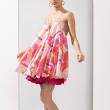 Pink Abstract Printed Short Dress
