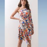 Satin Geometric One Shoulder Dress