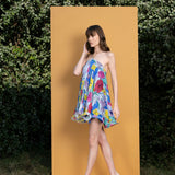 Hibiscus Printed Halter Neck Short Dress