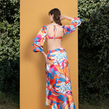 Pop Abstract Printed Satin Top & Wrap Skirt