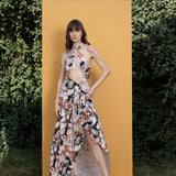 Black rose printed Spandex dress