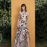 Black rose printed Spandex dress