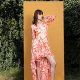 Maple Leaves Printed Wrap Dress