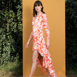Maple Leaves Printed Wrap Dress