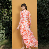 Maple Leaves Printed Wrap Dress