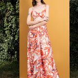 Willow Printed Satin Long Dress