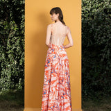 Willow Printed Satin Long Dress