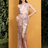 Willow Sequins One Shoulder Slit Dress