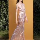 Willow Sequins One Shoulder Slit Dress