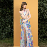 Hibiscus Printed Sequins Romper Gown