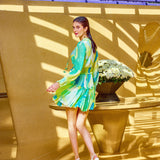 Green Abstract Geo Short Dress