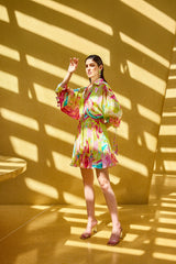 Pink surge florid short dress