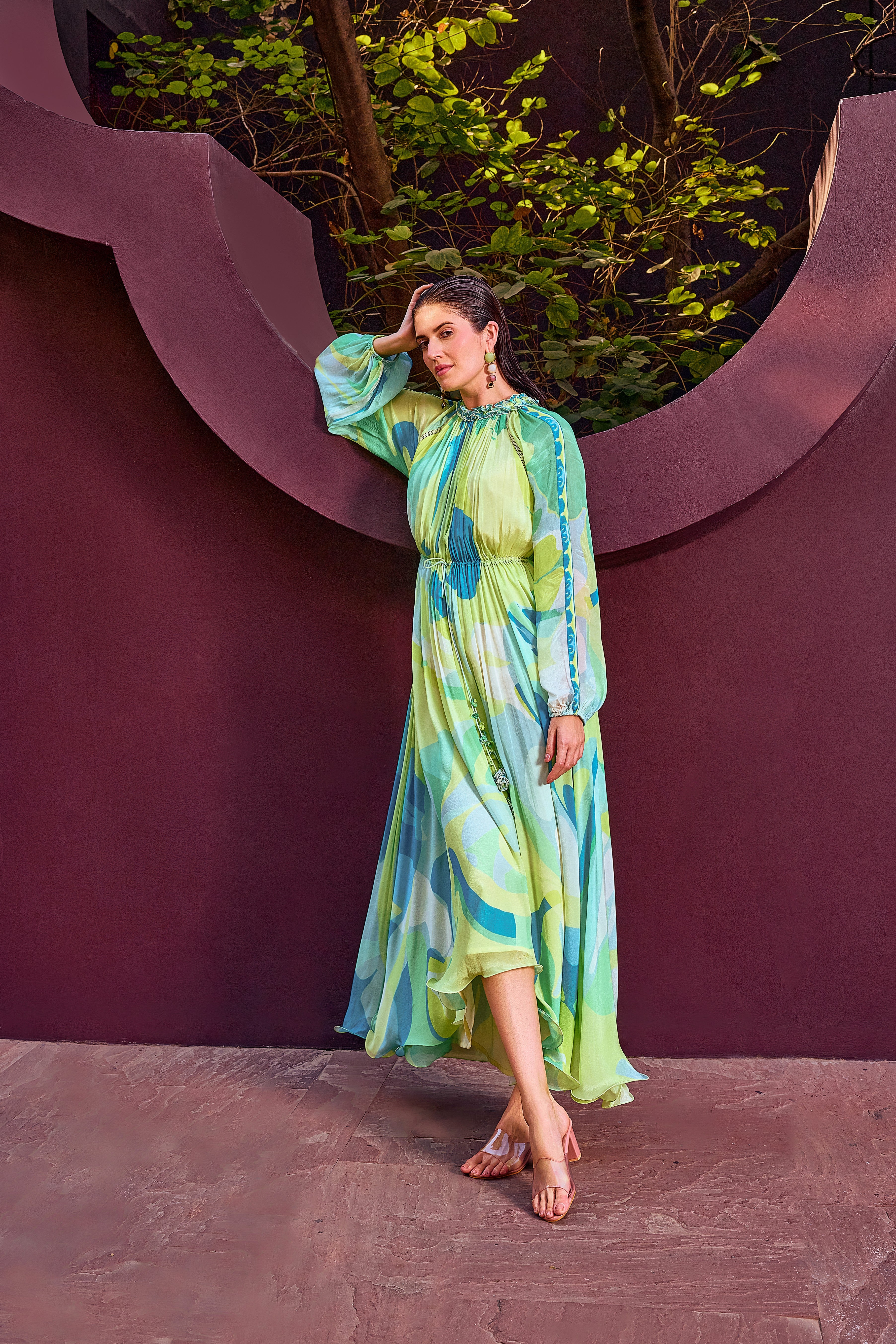 Green Abstract Geo Dress