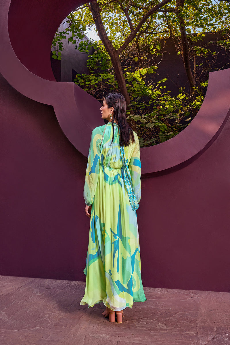 Green Abstract Geo Dress
