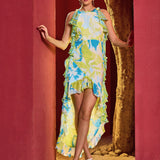 Teal Floret Spring Glaze Dress