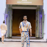 Printed Denim Twill Trouser with Belt