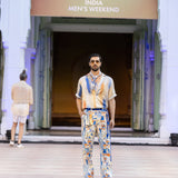 Printed Denim Twill Trouser with Belt