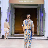 Printed Denim Twill Trouser with Belt