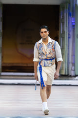 Printed short laser cut jacket