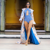 Blue Ocean Bodysuit With Cape