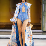 Blue Ocean Bodysuit With Cape
