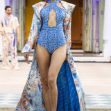 Blue Ocean Bodysuit With Cape