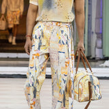 Yellow Casual Trousers With Belt