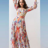 Chiffon Dress With Pleated Bottom