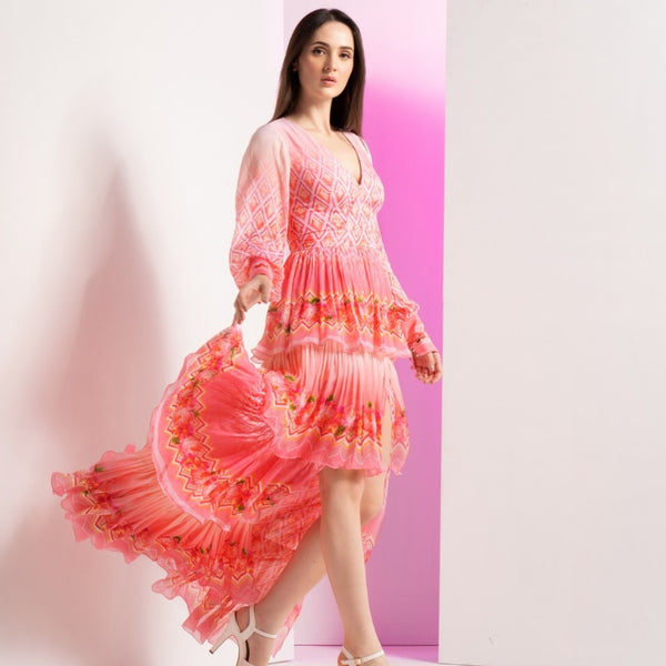 Peach bud and bloom maxi dress