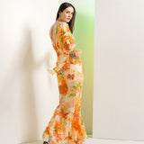 Orange lilium maxi dress