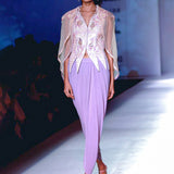 Lavender Dhoti Set with Ivory Scallop Jacket & Organza Cape