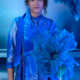 Indigo Co-ord Ensemble with Cutwork Pant Scarf
