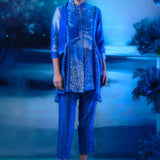 Indigo Co-ord Ensemble with Cutwork Pant Scarf