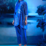 Indigo Co-ord Ensemble with Cutwork Pant Scarf