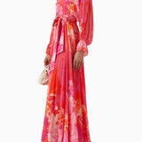 Pink Button Up Long Dress