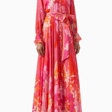 Pink Button Up Long Dress