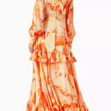 Floral Print Tiered Maxi Dress