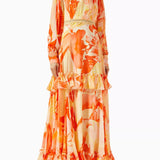 Floral Print Tiered Maxi Dress