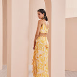 Chiffon Yellow Printed Skirt Set