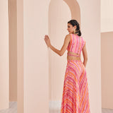 Pink Printed Chiffon Sharara Set