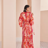 Red Petunia Pink Printed Kaftan