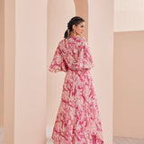 Printed Chiffon Lehenga Set