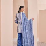 Blue Periwinkle Border Kurta Set