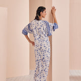 Blue Periwinkle Floral Ruched Kaftan