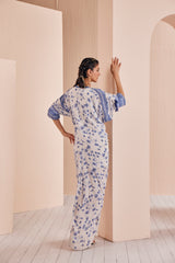 Blue periwinkle floral rushed kaftan