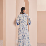 Blue Periwinkle Floral Asymmetric Kurta Set