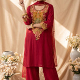 Red Glow Kurta Set