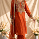 Burnt Orange Petal Kurta Set