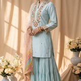 Aqua Blossom Sharara Set
