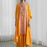 Flared Panelled Kurta and Sharara Set